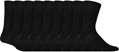 Gentle Grip 9 Pairs Men's Non Elastic Cotton Socks - Soft, Loose Top Socks | Diabetic Friendly