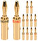 NEXMEX Bananenstecker für Lautsprecherkabel - 12 Stück Steckverbinder als Set - Stecker 24K vergoldet - für HiFi Receiver