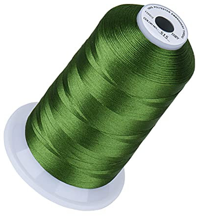 Simthread Stickgarn, 5000 m, 40 W, 100% Polyester, 170 + lebendige Farben, hohe Geschwindigkeit, kompatibel mit Brother, Singer, Janome und mehr, Moosgrün 515