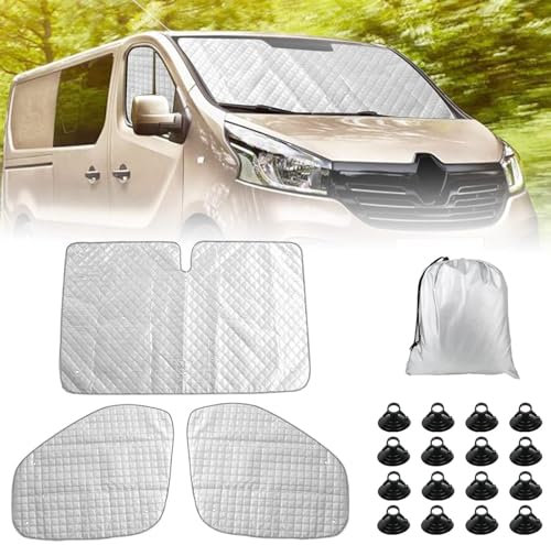 Opaltool Thermomatte Fahrerhaus Innen für Opel Vivaro Renault Trafic 2001-2014, 3-teiliges UV- & Wasserschutz Sonnenschutz Frontscheibe Innen für Wohnmobil Privatsphäre & Temperaturkontrolle