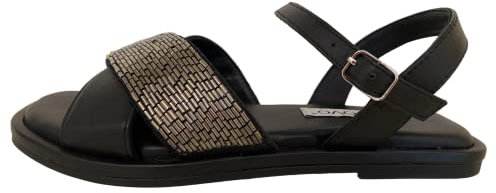 Inuovo - Flache Sandale schwarz gekreuzt mit Zubehör (numeric_36), Schwarz , 36 EU