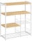 VASAGLE Estantería de Cocina con 2 Cestas de Malla Metálica, Estantería para Microondas, con Estantes y Ganchos, 35 x 80 x 95 cm, Estilo Industrial, Nogal Medio y Blanco KKS096W09