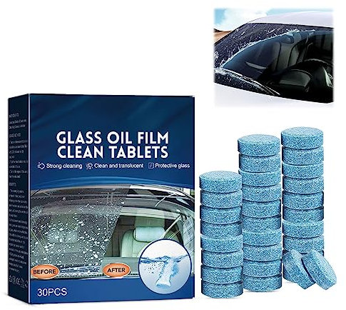 WAWJ® Auto Reiniger, Auto Glasreiniger Scheibenreiniger, Glasreiniger Brausetabletten, Solide Scheibenwischwasser für Auto Küchen Fenster (30pcs)