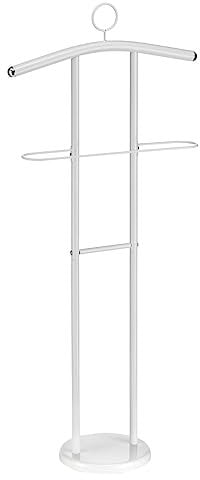 CARO-Möbel Herrendiener GÜNTHER, Kleiderbügel und Hosenablage, Metall Weiß - Stummer Diener mit Ablage, Modern, Kleiderbutler | Schicker Kleiderständer für Schlafzimmer, Gürtel & Hut Ablage