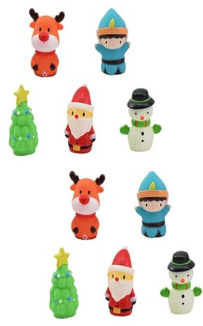 Toyvian 10 STK Weihnachtsfingerpuppe Weihnachtsfiguren Weihnachtsmann Fingerpuppe Weihnachtsstrumpffüller Finger Hände Party Spielzeug Puppen Kieselgel Weihnachten Weihnachtssocken Baby