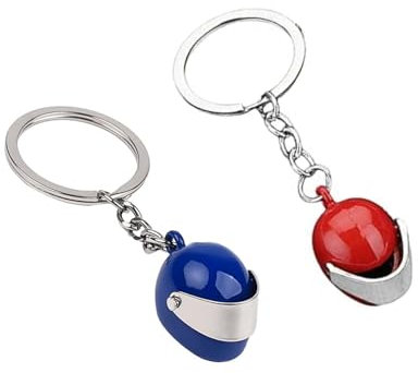 ZHjuju Porte-Clés Casque de Moto Personnalisé,2 pièces Casque de Moto Porte-clés dans Porte-clés de Style Locomotive à la Mode Mini Porte-Clés de Casque 3D Accessoires de Décoration de clé de Voiture