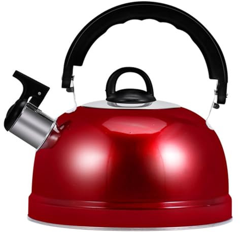 Bouilloire à thé sifflante avec poignée Bouilloire sifflante Bouilloire à thé Bouilloire à thé 1,2 L Théière en acier inoxydable de qualité alimentaire Théière rétro sans odeur Vin rouge pour cuisiniè