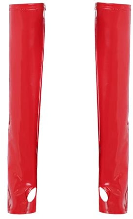 Fldy Women's Latex Gloves PVC Leather Wet Look Arm Length Gloves Cosplay Costume Accessory Red A One Size