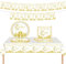 POPOYU 52Pcs Ramadan Kareem Party Tableware Set, White Gold Moon&Star Decorations for Home, Includes Table Cloth, Paper Plates, Napkins and 1 Set Ramadan Kareem Banner