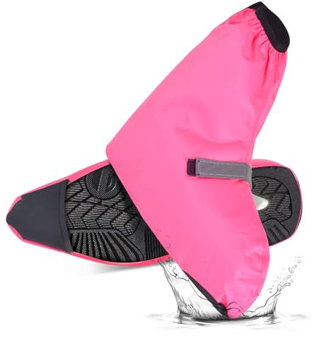 CHCAES Überschuhe Fahrrad Wasserdicht Regenschutz für Schuhe Schuhüberzieher mit Reflektorstreifen und Verstärkter Spitze für Herren und Damen Rosa (M)