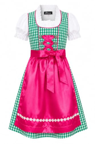 Ramona Lippert Kinderdirndl Mia Grün 3-teilig mit Satin-Schürze und Bluse