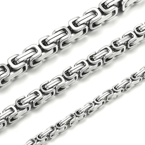 HSWYFCJY Herren Königskette Silber 316L Edelstahl Halskette 8 mm Byzantinische Kette Halskette für Herren Hip Hop Punk Halskette 61 cm Schmuck Geschenk für Männer