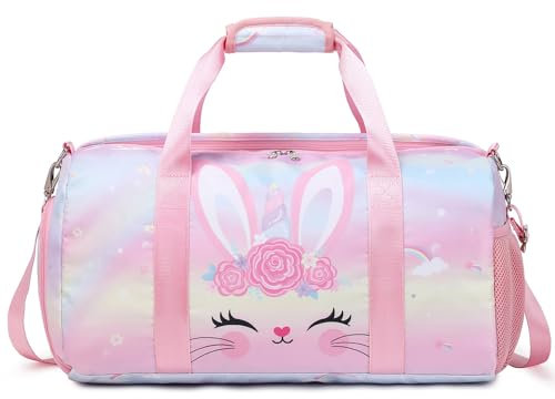 Sac de Sport pour Enfant Fille Sac de Danse de Ballet Sac de Gym Sac Voyage Sac Piscine Fille Sac d'entraînement avec Pochette étanche et Compartiment pour Chaussures