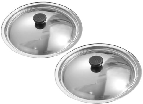Generic Skillet Lids Universal 2Pcs Stainless Steel Pot Covers Iron Cookware and Frying Pans