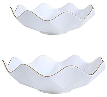 Fruteros de Cocina Plato de frutas Hogar moderno Tazón de fruta de cerámica blanca Decoración geométrica creativa Plato de fruta grande Sala de estar Restaurante Tazón de dulces de escritorio Cesta de