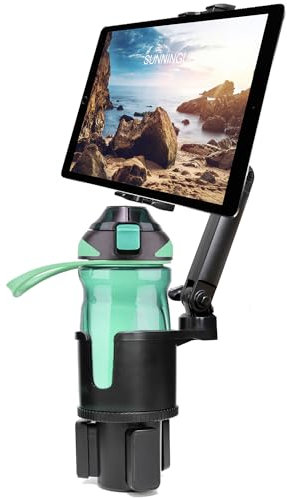 SUNNINGUP Getränkehalter Auto Tablet Halterung, KFZ Tablet Halterung für 4-13“ Tablet & Handys, Getränke Tablethalterung Handy Halter für iPad Pro 12.9 10.5 9.7 Air Mini, Tab, Kindle Fire, iPhone