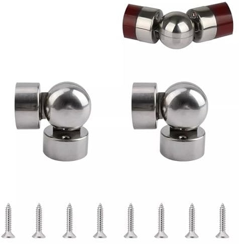 2 Pcs Handrail Connectors, Stainless Steel 60mm Handrail Pipe Joint Accessories with Screws