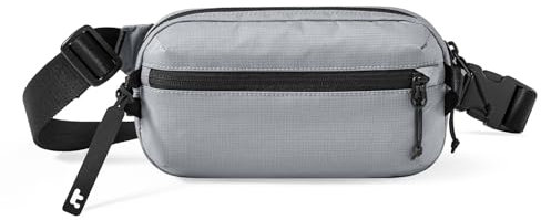 tomtoc 1,5 Liter Sling Bag mit RFID Schutz, Anti Diebstahl Bauchtasche Umhängetasche Schultertasche Crossbody Bag für Herren Damen, Wasserabweisend Leicht Brusttasche für Alltag Reise, Grau