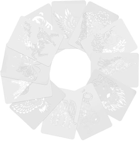 Hoement 12stücke Tierschablonen Zum Malen Bastelschablonen Aus Kunststoff Für Wände Holz Und Heimwerkerprojekte Einfach Anzuwenden Und Wiederverwendbar