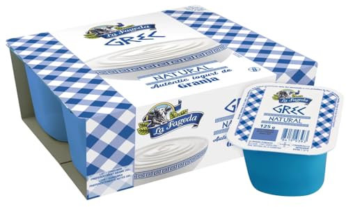 (4 Pack 4x125) Yogur Griego La Fageda Sin Gluten (4x125g) Sabor Fresa, Natural y Natural Azucarado (Productos Refrigerados) (Yogur Griego Natural 4x125g)