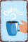 Biopracess Metal Sign Art Print Blue Cup Of Tea Teatime Wall Art Decor 8x12 Inches