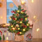 Livofloral Künstlicher Weihnachtsbaum mit Lichterkette, Weihnachtsbaum Klein für Innen Weihnachten Deko, Mini Tisch-Weihnachtsbaum mit roten Beeren Tannenzapfen, Tannenbaum Künstlich Weihnachtscedor