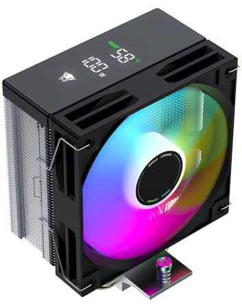 Jungle Leopard KF401 DGT CPU Cooler With Display,12CM 1600RPM 65.6CFM 4PIN PWM Fan,for Intel LGA 1700/1200/115X/1851,for AMD AM4/AM5 (BK, ARGB)