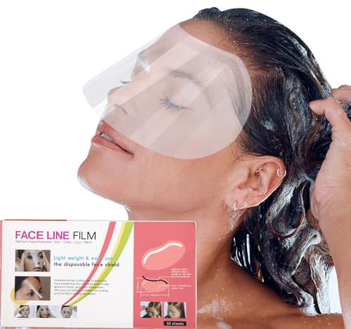 lazeeys 50 Pcs Clear Face Shield, Eyelash Shield,Eye Shield after Cataract Surgery, Shower Visor for Adults, Plastic Tape Face Shield for Shower,Hair Salon Supplies, Beauty Salon, Hair Wash, Haircut