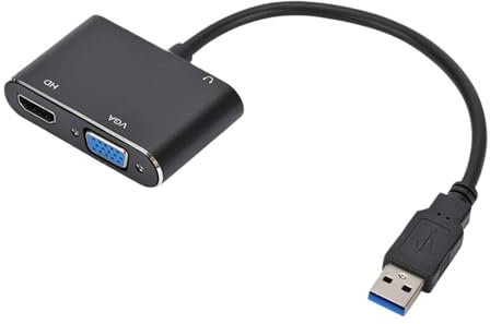 Cable convertidor de Audio y Video USB 3.0 a HDMI + VGA de 1080P Compatible con Monitor, HDTV, proyector, computadora portátil, Pantalla Dual