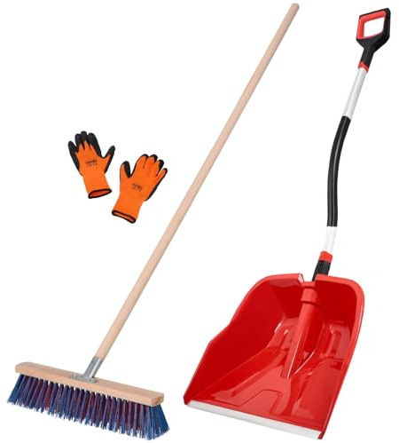 KOTARBAU® Kit pelle à neige avec manche en aluminium 144 cm Balai de route 43 cm + gants Pelle à neige Snow Shovel Pelle à neige Balai de jardin avec manche Pelle à neige extérieure Pelle à neige