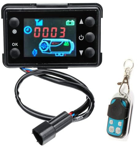 TOP-VIGOR Universal Diesel Air Heater Controller Thermostat Switch with LCD Display and Remote Control for 12V/24V 2kw/5kw/8kw Diesel Parking Heater