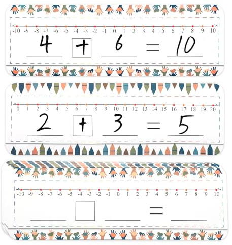 20 Packs Number Line Dry Erase Boards Cards, Double Sided Writable and Erasable Board Card Featuring -10-10 Number Line On One Side 0-20 On The Other, Classroom Must Haves Boards for Students