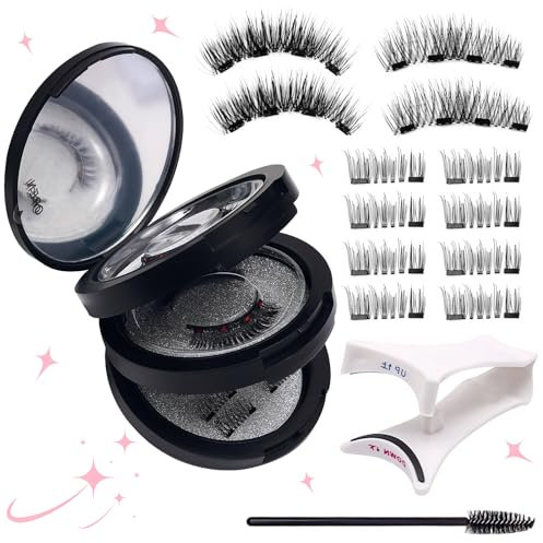 HomeDejavu Magnetische Wimpern, Natürlicher Look Magnetische Wimpern mit Applikator Ohne Kleber, WiederverWendbare Magnetic Lashes, 3D Wimpern Magnetisch, für Tägliches Make-Up,Dating, Party