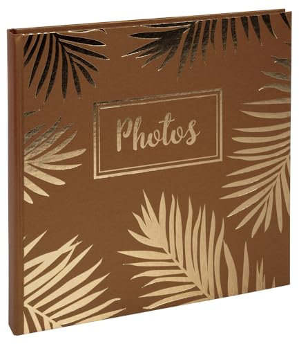 Exacompta - Ref. 16309E – Karton mit 2 Fotoalben Buch PALMA – 60 Fotos – 30 schwarze Seiten – 25 x 25 cm – brauner farbiger Papiereinband mit glänzenden Effekten und einem Motiv aus Palmenblättern
