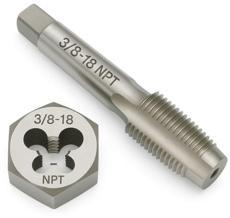 Set di maschi e matrici da 3/8-18 NPT - Rubinetto filettato per tubi in acciaio legato GCr15 e dado esagonale, strumento di riparazione filettatura conica per raccordi conici