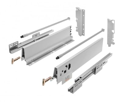 GTV MODERN BOX Schublade Push to Open 300 mm Tiefe 210 mm Höhe Vollauszug Soft Push Auszugssystem Grau Universal ohne Griff