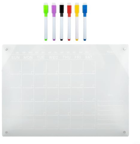 Acrylic Magnetic Calendar for Refrigerator Monthly Weekly Planner with Whiteboard Pens Transparent Fridge Magnet Schedule Organiser Rewritable Memo Board Daily Task Planner(3)