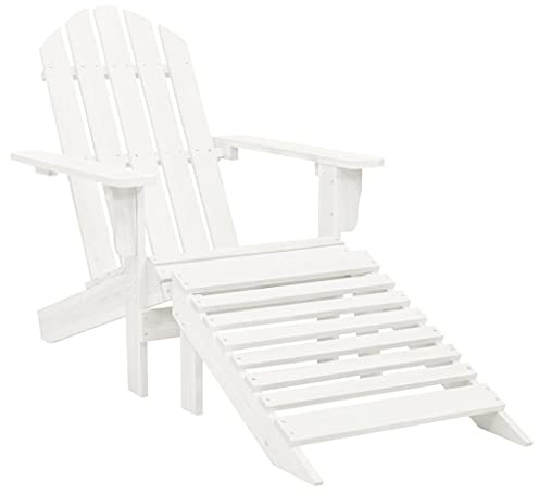 KTHLBRH Gartenstuhl und Ottomane aus Massivholz, Vintage, für den Außenbereich, entspannendes Set mit elegantem und wetterfestem Design, einfache Montage, Kapazität 110 kg