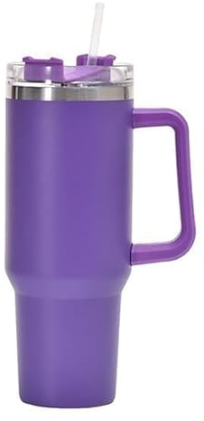 Arya PACKAGING Tumbler with Straw Travel Mug Coffee Cup 40oz Lid and Handle, Stainless Steel Double Wall Vacuum Insulated Water Bottle for Hot Cold Drinks 1180ml(Purple)
