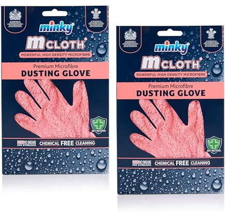 Minky Mcloth Dusting Glove 2 Pack, Anti-Bacterial Microfibre Duster