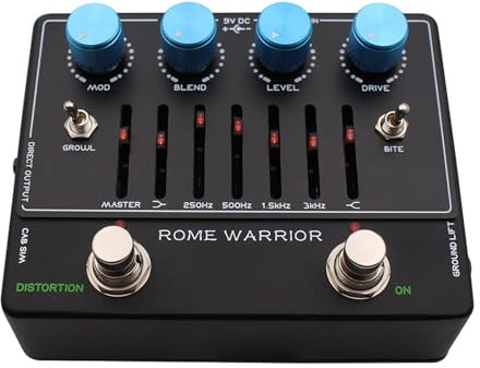 Xiuganpo Pedale Preamplificatore per Basso, Pedale Preamplificatore Effetto EQ Grafico a 6 Bande con Uscita Cuffie, Overdrive Naturale e integrità del Segnale, Effetti per Basso