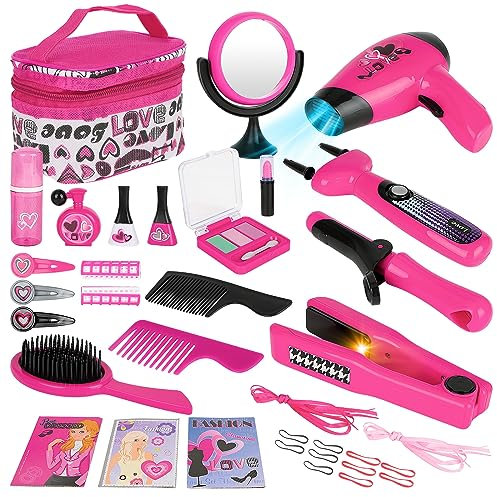 deAO Estilismo y Peluquería Conjunto Juego Belleza y Moda Accesorios Neceser Maquillaje Secador Maquina de Trenzas