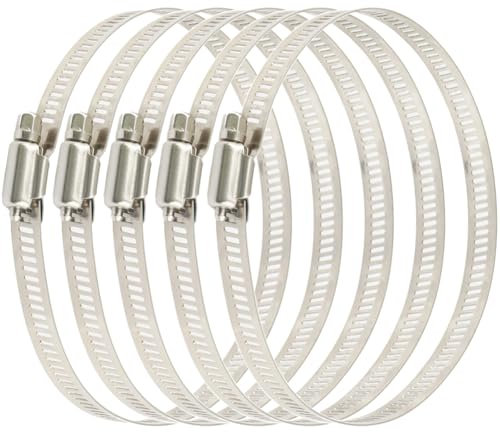 5 Pcs 3.9 inch/100mm Stainless Hoop Steel Hose Clips Adjustable Worm Drive Hose Clamp for Inline Duct Fan Hydroponic Duct