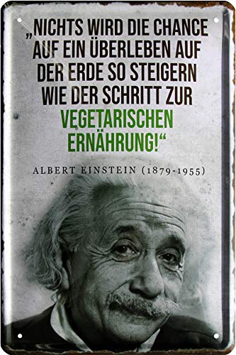 Schritt zur vegetarischen Ernährung Albert Einstein 20 x 30 cm Blechschild 759