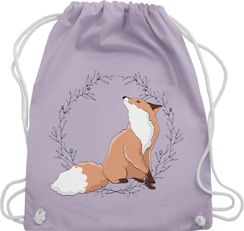 Turnbeutel Rucksack - Tiere Meerschweinchen Hase & Co. - Fuchs Fox Gechenk - Unisize - Pastell Lila - wechselsachen beutel kita kinderrucksack tier tiermotiv animal juterucksäcke mit drauf tieren