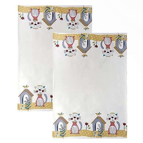 SPOTTED DOG GIFT COMPANY - Geschirrtücher für die Küche - mit Katzen-Motiven - aus Baumwolle - Geschenk für Katzenliebhaber - 2er-Set