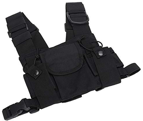 Radio Chest Harness, Walkie-Talkie Double Chest Harness Front Pack Pouch Holster Vest Rig for Two Way Radio Walkie Talkie for Firefighting/Military/Essentials