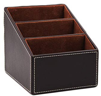 1 pcs Support de télécommande en cuir PU, Boite de Rangement a telecommande en Cuir Organisateur, organiseur de bureau pour guide TV, courrier, électronique, téléphone, lunettes et stylos cosmétiques