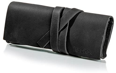 hecho. Brillenetui Pablo (Asphalt) - Handgefertigt | Echtes Leder | Fair Trade - Brillen Etui zur Aufbewahrung von Lesebrille und Sonnenbrillen Etui. Brillenhülle für Damen & Herren, Brillentasche