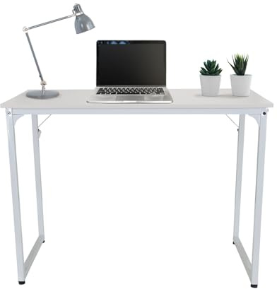 hjh OFFICE 821000 Schreibtisch 100x50 cm WORKSPACE I Weiß Computertisch PC-Tisch bis 200kg belastbar, robust & pflegeleicht